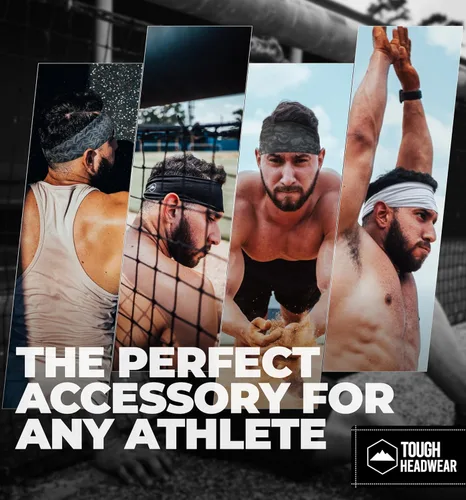 Vista 5 de Tough Headwear - Banda de sudor para hombre, bandas de entrenamiento, banda deportiva para hombre, bandas atléticas para hombre, banda de sudor