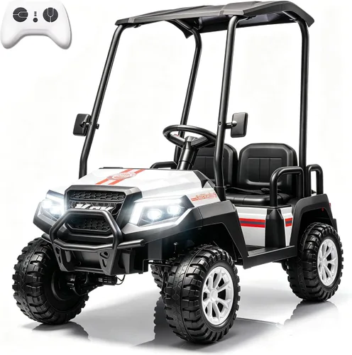 Vista 8 de Juguetes de paseo de 24 V para niños grandes, carrito de golf de 4 Negro