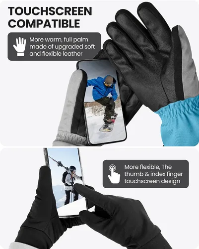 Vista 4 de OutdoorMaster Guantes de esquí y nieve guantes térmicos impermeables de invierno para hombres y mujeres adultos deportes de invierno esquí snowboard