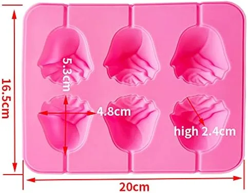Vista 2 de Molde de silicona para palillo de queso de flor de rosa, molde de piruleta para el día de San Valentín, molde de chocolate, decoración de tartas