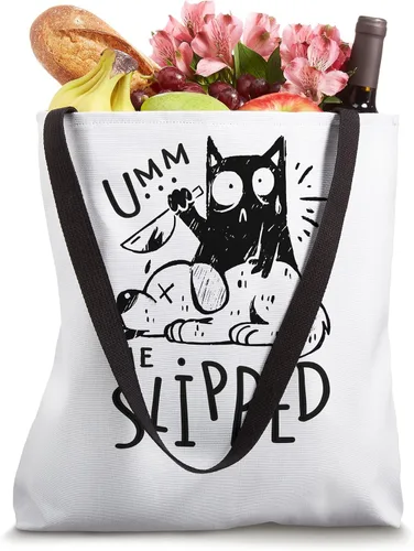 Vista 4 de Cat Killing Dog Meme divertido gato negro asesino con bolsa de mano para cuchillo