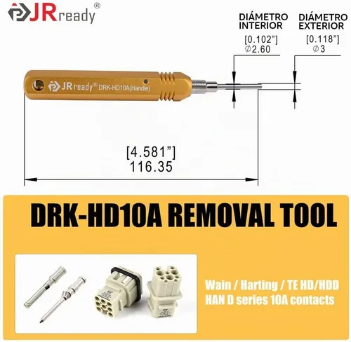 Vista 7 de JRready ST5227 KIT de Herramientas Extractoras Herramientas de Extracción de Contacto Sólido Remoción TE/AMP/HARTING Series D SUB Series HAN