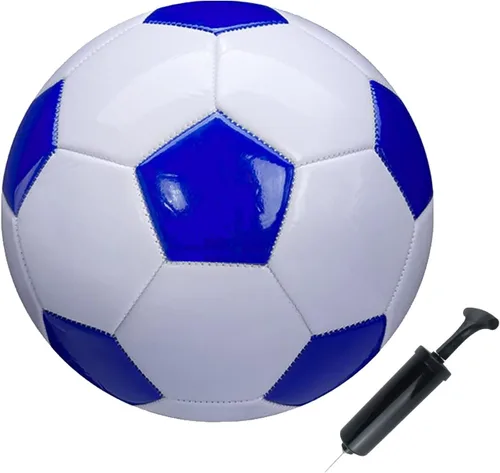Vista 8 de Balón de fútbol tamaño 2, 3, 4, 5, blanco y azul, actividades deportivas escolares para exteriores e interiores, diseño clásico antiexplosión
