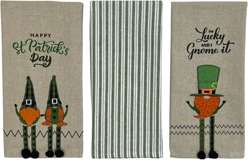 Vista 20 de Serafina Home Toallas de cocina de mano para invitados de baño irlandeses del día de San Patricio: suave y absorbente bordado, diseño de trébol