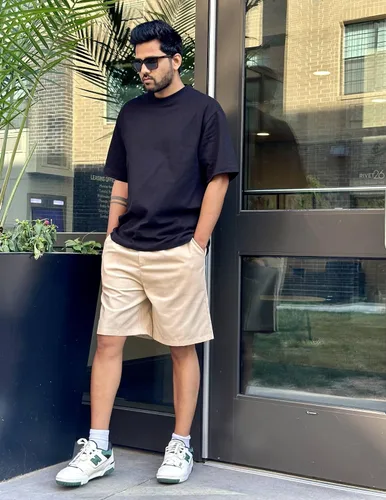 Vista 3 de COOFANDY Pantalones cortos de lino para hombre con cintura elástica y cordón para playa