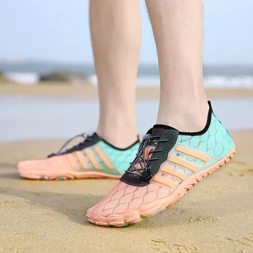 Vista 7 de Whatseaso Zapatos acuáticos para mujeres y hombres, de secado rápido, zapatos descalzos para buceo, natación, surf, aqua, caminar, playa, yoga