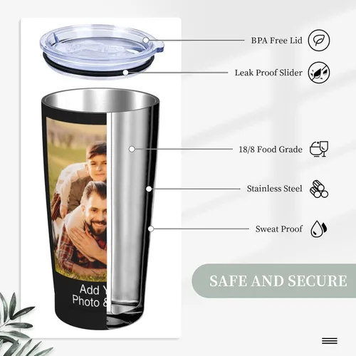 Vista 4 de Vaso de café personalizado con foto personalizada con cara, tazas con tapas y pajitas para mujeres y hombres, regalo de cumpleaños y Navidad