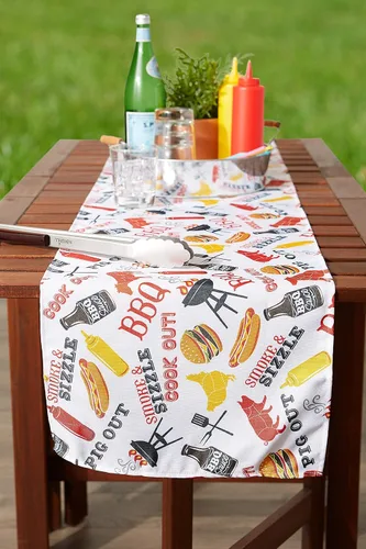 Vista 9 de DII Colección de mesa para exteriores, resistente a las manchas y al agua, 14x72, barbacoa
