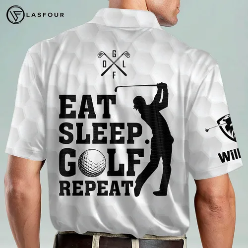 Vista 5 de LASFOUR Camisas de golf divertidas personalizadas para hombres camisas de golf locas para hombres camisas de golf con bandera de Estados Unidos