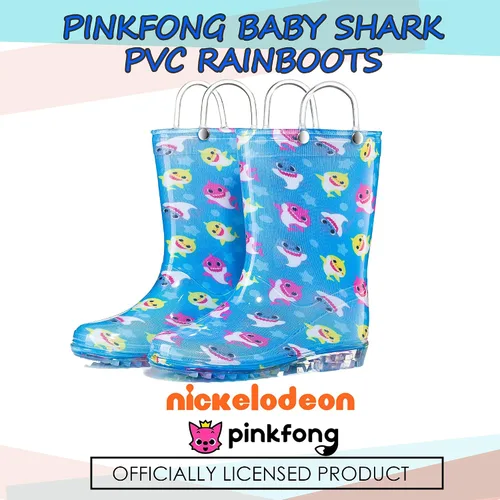Vista 5 de Nickelodeon Baby Shark - Botas de lluvia impermeables de PVC con asas fáciles de poner