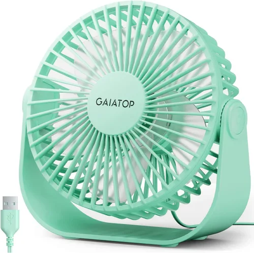 Vista 12 de Gaiatop Ventilador de escritorio USB, flujo de aire fuerte de 3 velocidades, portátil de 5.5 pulgadas, rotación de 90°, refrigeración silenciosa