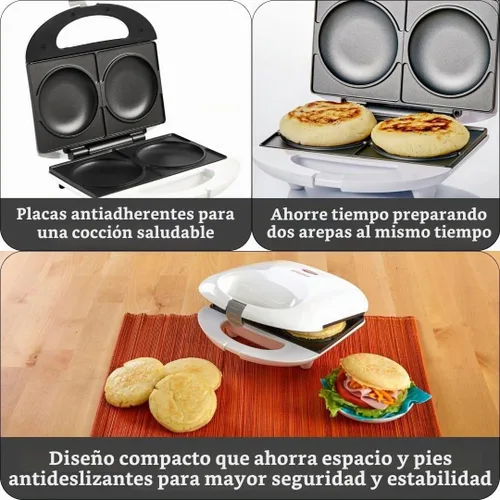Vista 2 de IMUSA - Fabricante de arepas eléctrico de 2 ranuras, blanco