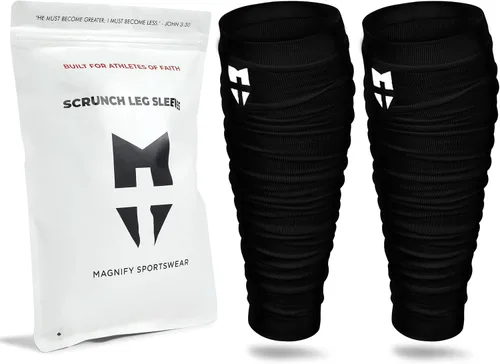 Vista 2 de Magnify Sportswear Perneras de fútbol para atletas de fe - Manga de pantorrilla fruncida - Accesorios de fútbol para hombre y joven
