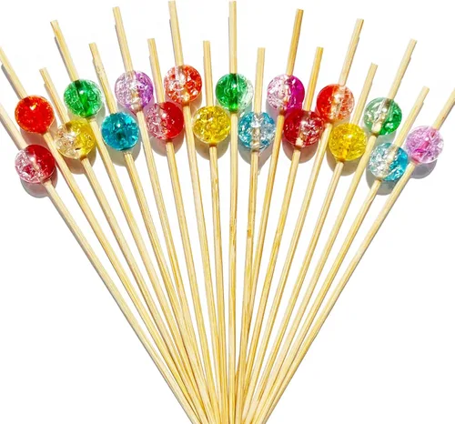 Vista 12 de Púas de cóctel, palillos de dientes para aperitivos, 100 piezas de 4.7 pulgadas palillos de cóctel de perlas doradas para decoraciones de fiestas
