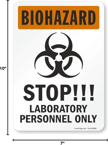 Vista 3 de SmartSign S-6810-EU-10 Etiqueta "Biohazard - STOP!!! Laboratory Personal Only" Vinilo laminado de 7" x 10