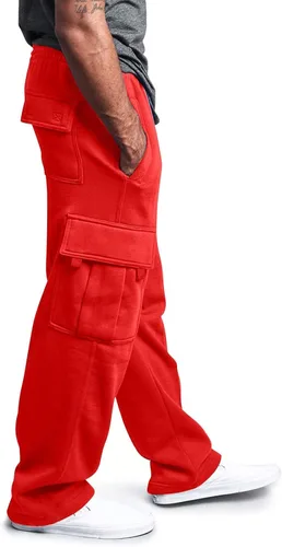 Vista 2 de GDJGTA Pantalones cargo para hombre, casuales, atléticos, de algodón, holgados, rectos, con múltiples bolsillos