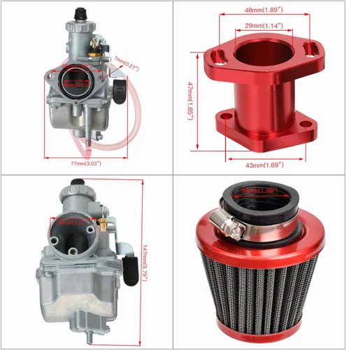 Vista 5 de FVRITO - Carburador de alto rendimiento VM22 de 26 mm para Predator 212cc 196cc Coleman CT200U BT200X Mini Bike KT196 Go Kart GX160 GX200 6.5hp