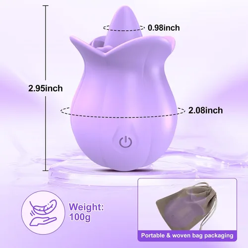 Vista 5 de Vibrador de lengua, juguete sexual de rosa para mujeres, clítoris y lamedor de pezón, estimulador de clítoris con 10 lamiendo la lengua y vibración