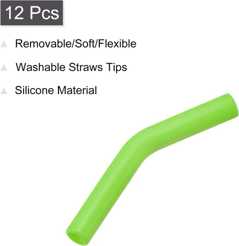 Vista 3 de uxcell 12 puntas de popote de silicona, punta de codos de paja de silicona, fundas de paja de metal suaves y reutilizables para popotes de acero
