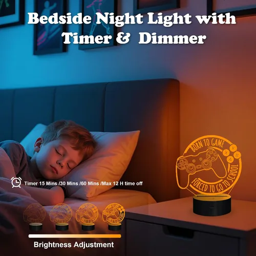 Vista 5 de Anywin Luz nocturna de juego para niños, regalo de luz nocturna de consola, regalo de Navidad y cumpleaños para niños, él, lámpara de nacimiento