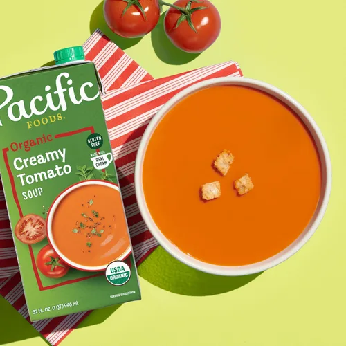 Vista 3 de Pacific Foods Sopa Cremosa Orgánica de Tomate, Caja de 32 oz
