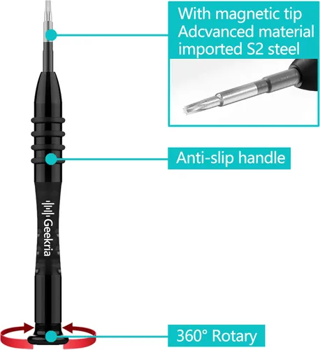 Vista 2 de Geekria Herramienta de reparación de repuesto para diadema con 10 tornillos + kit de herramientas de destornillador, herramienta de fijación