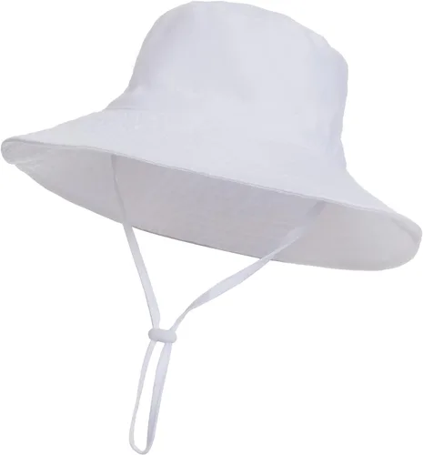 Vista 2 de Sombrero de sol para bebé de verano UPF 50+, sombrero de pescador de ala ancha, sombreros de playa para bebés niños y niñas de 0 a 6 años