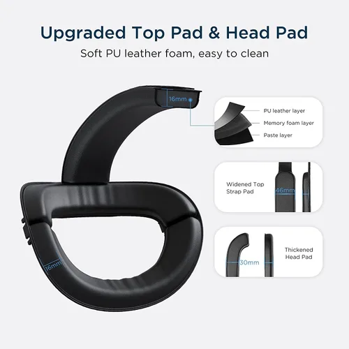 Vista 6 de KIWI design Correa cómoda para la cabeza con funda de transporte accesorios compatibles con Quest 2