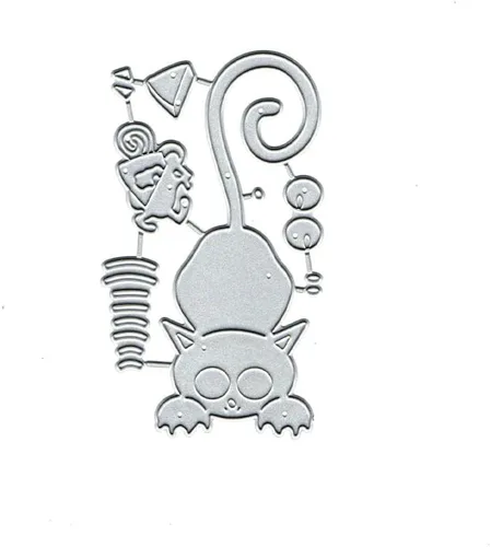 Vista 4 de Troqueles de metal para gatos y ratones, tarjetas de papel para gatos y ratones, plantillas de corte para manualidades en relieve para hacer