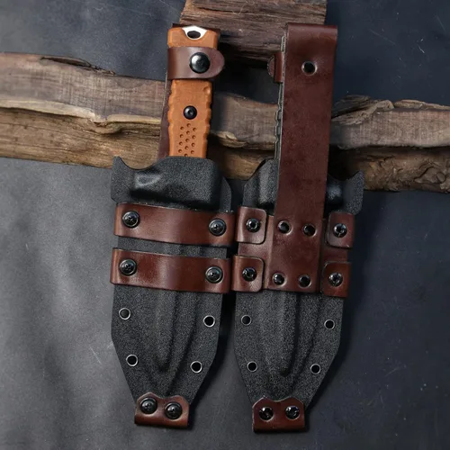 Vista 9 de Hippo Sleipner - Cuchillo fijo de acero de espiga completa de 11 pulgadas, mango de lino con funda Kydex (negro + negro)