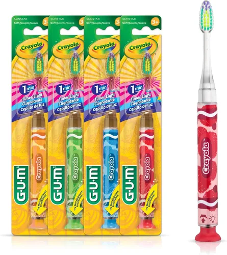 Vista 7 de GUM - 202RK Crayola Timer - Cepillo de dientes ligero (cepillo de dientes individual), cerdas suaves, el embalaje puede variar (paquete de 2)