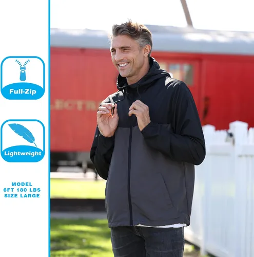 Vista 4 de Global Blank - Chaqueta cortavientos ligera para hombre resistente al agua.