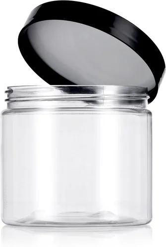 Vista 8 de Frascos x 6 unidades recargables, de plástico transparente, libre de BPA, de 16 oz, con etiquetas.