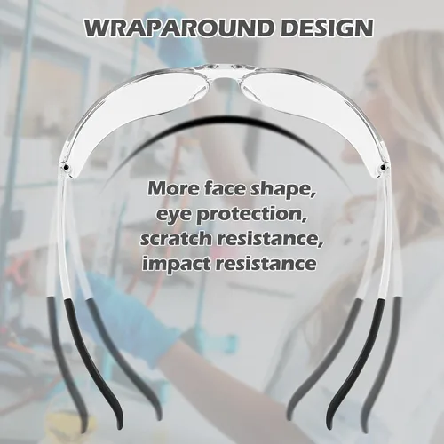 Vista 3 de Paquete de 150 gafas de seguridad transparentes, ligeras, protectoras para uso en interiores y exteriores, mujeres y hombres, trabajo, laboratorio