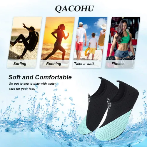 Vista 6 de QACOHU Zapatos de agua para hombre y mujer, zapatos de agua de secado rápido para buceo, surf, natación, playa, yoga