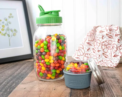 Vista 3 de Mason Jar Lifestyle - Fundas de silicona de 4 onzas para proteger bolas pequeñas, Kerr, tarros de conservas acolchados (gris carbón, paquete de 2)