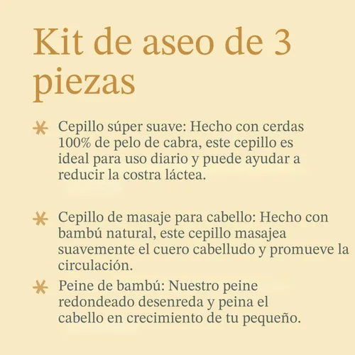 Vista 2 de ELLAOLA Juego de cepillo y peine de bambú natural, 3 piezas - Cepillo para costra láctea, cepillo de masaje para el cabello, peine de bambú
