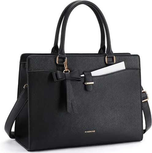 Vista 7 de Missnine Bolsa Tote para Laptop para Mujeres 15.6 Pulgadas, Bolsas de Trabajo de Cuero, Cartera de Computadora para Maestras, Maletín, Bolso de Mano
