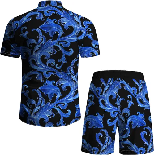 Vista 26 de RPOVIG Conjunto de playa a juego con camisas y pantalones cortos para hombre, ropa floral hawaiana para festival, conjuntos de 2 piezas con sombrero