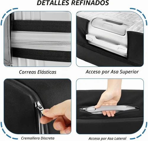 Vista 6 de Funda Transparente de PVC para Maleta, No Requiere Desmontaje Protector de Equipaje Claro Funda para Maleta Negro