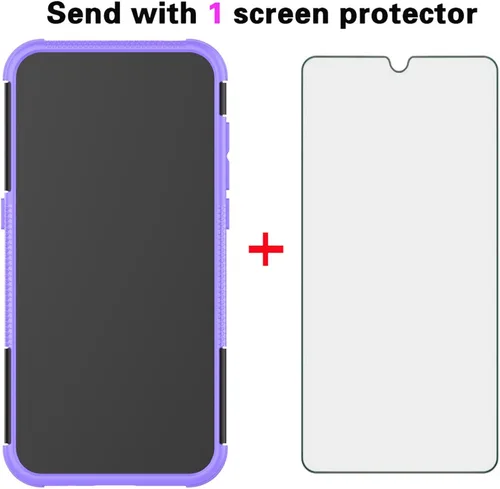 Vista 4 de Asuwish Funda de teléfono para Nokia 1.3 con protector de pantalla de vidrio templado y soporte delgado, funda protectora híbrida resistente