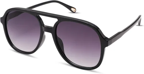 Vista 2 de Pro Acme Gafas de sol polarizadas estilo aviador cuadradas retro para mujer y hombre de los años 70, estilo vintage, doble puente, protección UV400