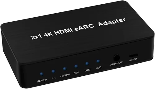 Vista 5 de Interruptor HDMI con extractor de audio eARC, interruptor HDMI 4K60Hz 4 en 1 con salida de audio, compatible con control remoto IR, 18Gbps