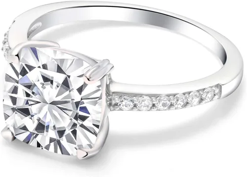 Vista 74 de Gem Stone King Anillo de compromiso de plata de ley 925 con piedra preciosa de corte cojín de 0.315 in Anillo de compromiso de aniversario de boda