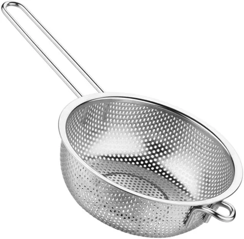 Vista 9 de KALLORY Colador de arroz Colador de malla fina con asa Colador de acero inoxidable fino para fregadero de grasa Cesta de fregadero de arroz Lavado