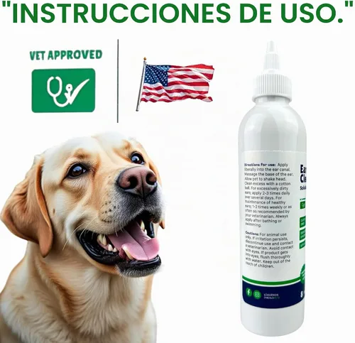 Vista 5 de Tratamiento de infección de oído para perros, limpiador de oídos con fórmula de aloe vera para limpiador de oídos para perros, evita infecciones