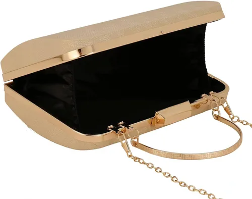 Vista 6 de ZHANNI Elegante caja de embrague de noche para mujer con marco de metal bolso de noche bolso de mano boda graduación fiesta novia embrague