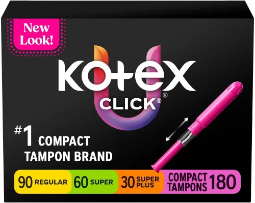 Vista 16 de Tampones U by Kotex Click Compact, absorción regular, sin perfume, 45 unidades (Paquete de 2)