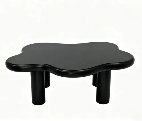 Vista 6 de WILLIAMSPACE Mesa de centro Cloud de 39.7 pulgadas con 4 patas redondas, moderna mesa central de madera, mesa de té irregular para sala de estar