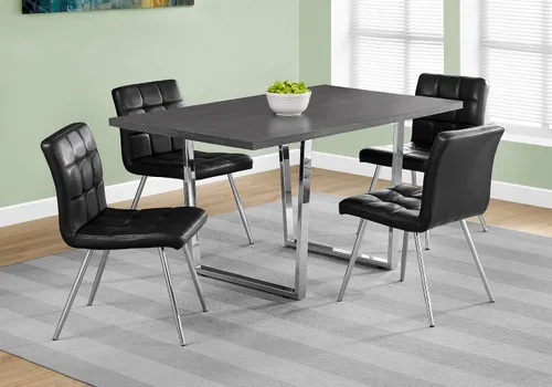 Vista 9 de Mesa de comedor, 60.0 in rectangular, cocina, comedor, laminado gris, metal cromado, contemporáneo, moderno YM414